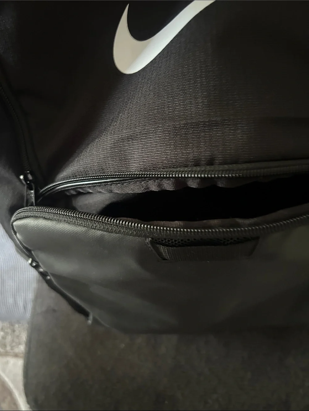Nike Black Backpack with White Swoosh